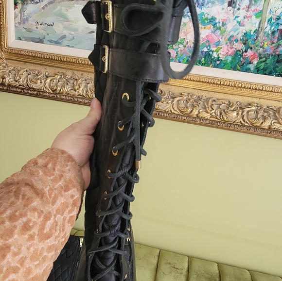 Misses Sz 9M Albatross Black Quilted Lace Up Buckles Sperry Top-sider Boots - Picture 3 of 10